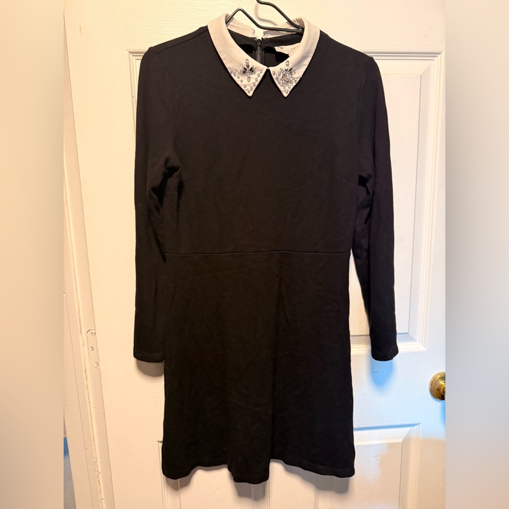 Black Dress with White Decorative Collar